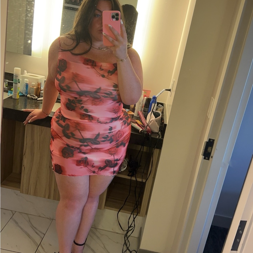 Pink and black Bodycon Mini Dress